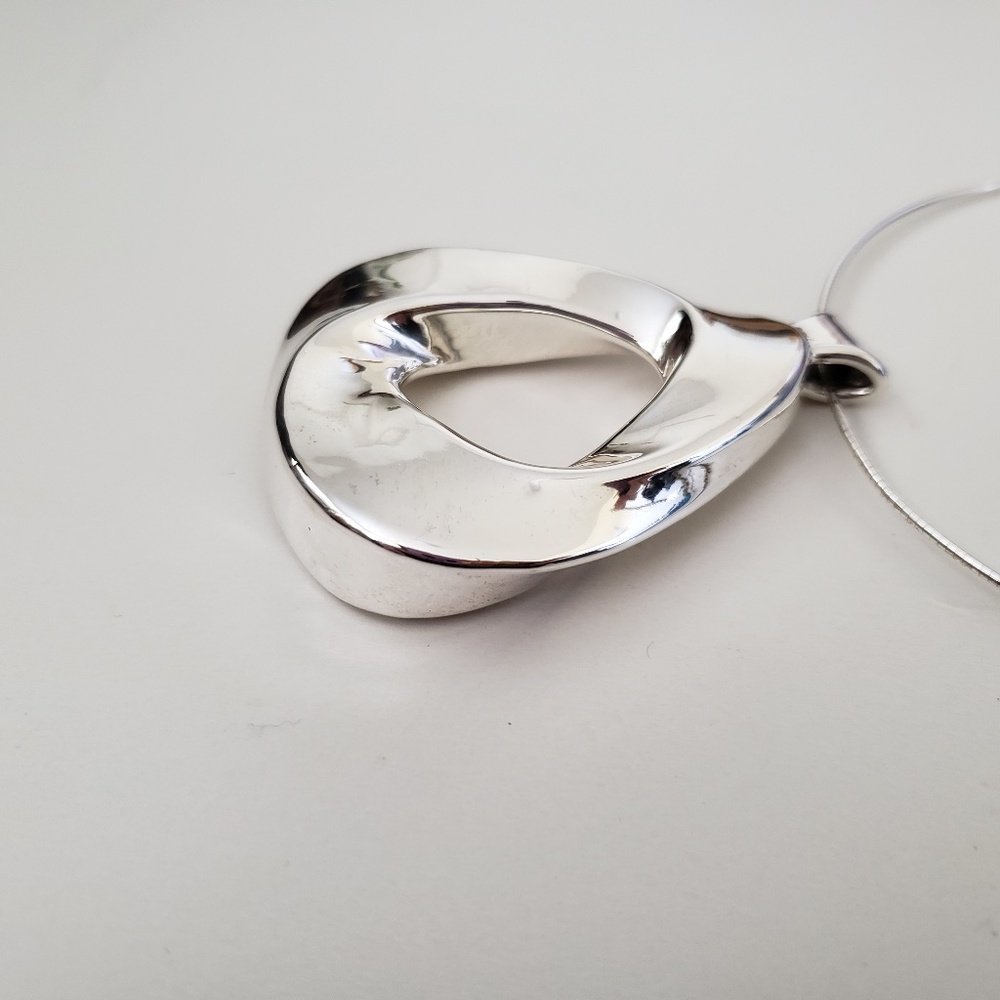 E&L Israel Sterling Silver Omega Chain Electroform Pendant Necklace - Picture 4 of 8